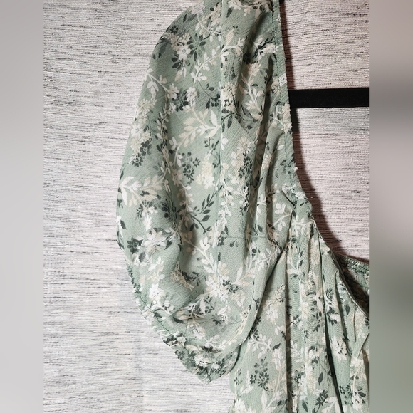 Mi Ami Francesca's XL Sage Green Floral Swing Mini Dress Stretch New - Picture 2 of 7